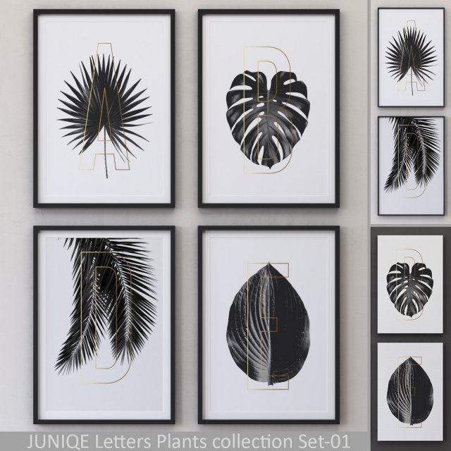 Letters Plants Framed Set-01 3D Model