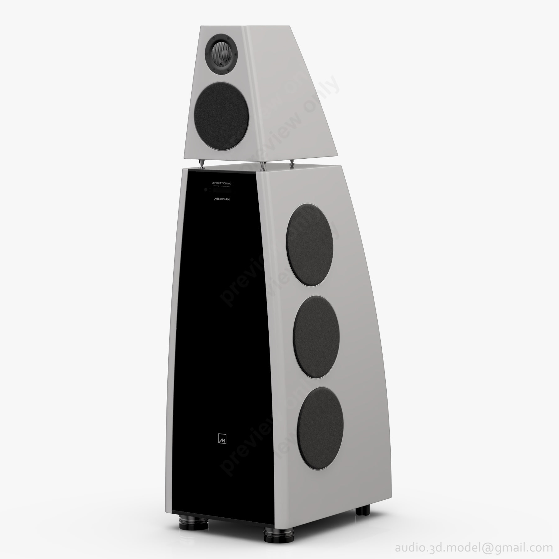 Meridian DSP8000 White 3D Model