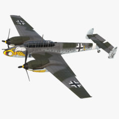 German WWII Heavy Fighter Messerschmitt Bf 110 Rigged 3D model 3D Model
