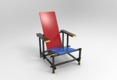 Red And Blue Chair by Gerrit Rietveld 3D Model