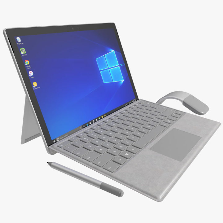 The New Microsoft Surface Pro 2017 + Type Covers & Mouse & Pen All Colors (Rigged) 3D 3D Model