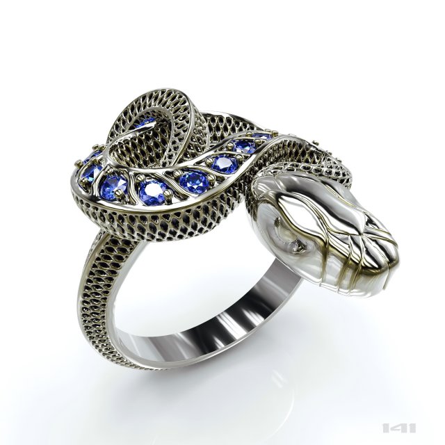 Snake ring with stones 3D Model