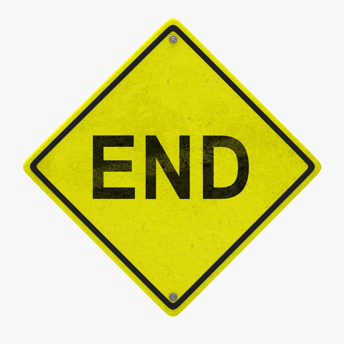 3D Warning End Road Sign 3D Model