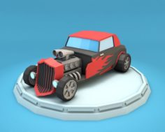 Cartoon Hot Rod Racing Car Low Poly 3D Model