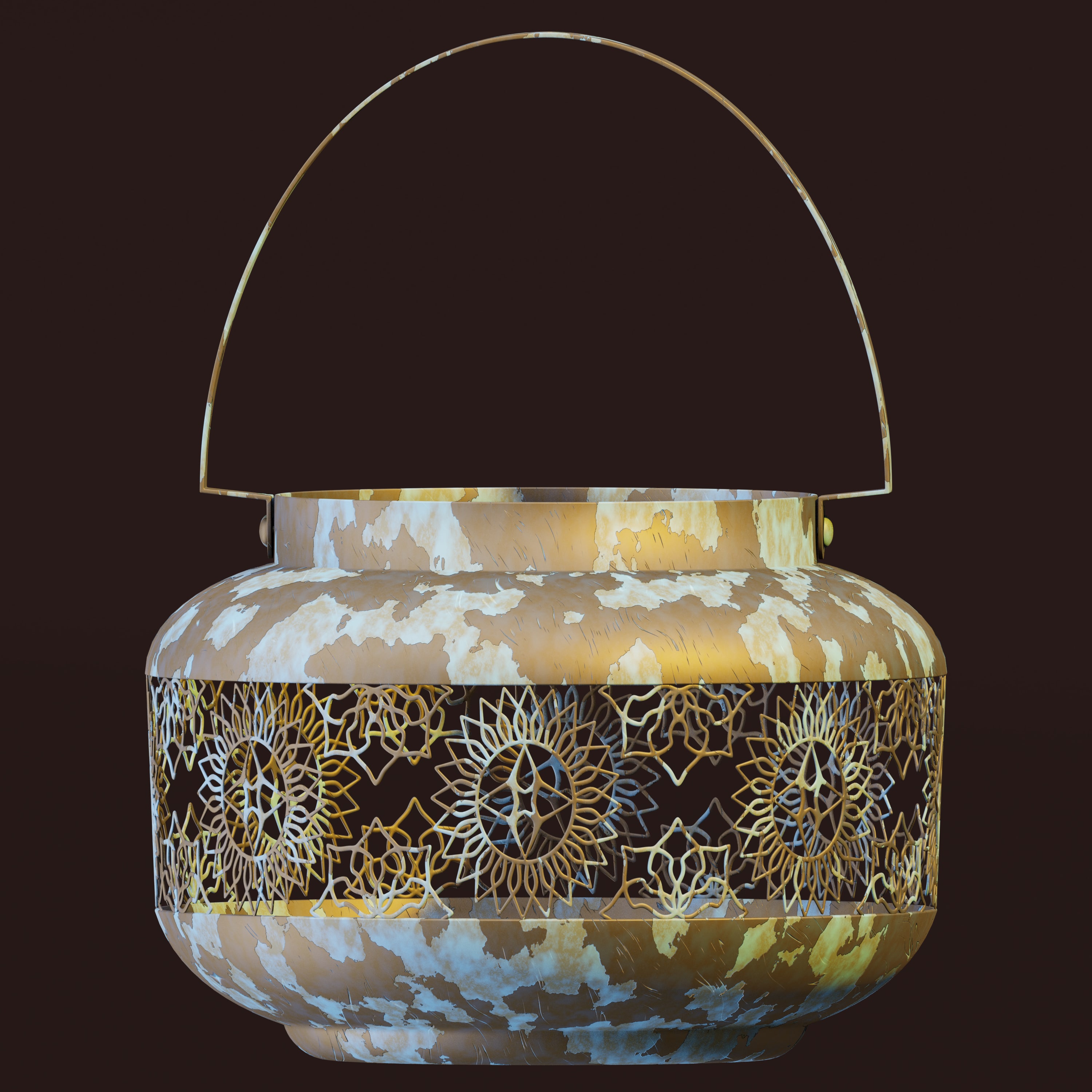 Old rusted Moroccan candle holder 3D model 3D Model