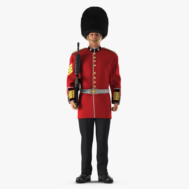 British Royal Guard Holding Gun 3D Model