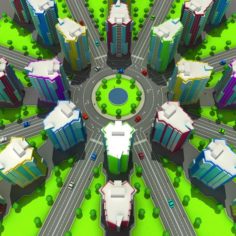 High-Rise Buildings low poly VR – AR – low-poly 3D Model