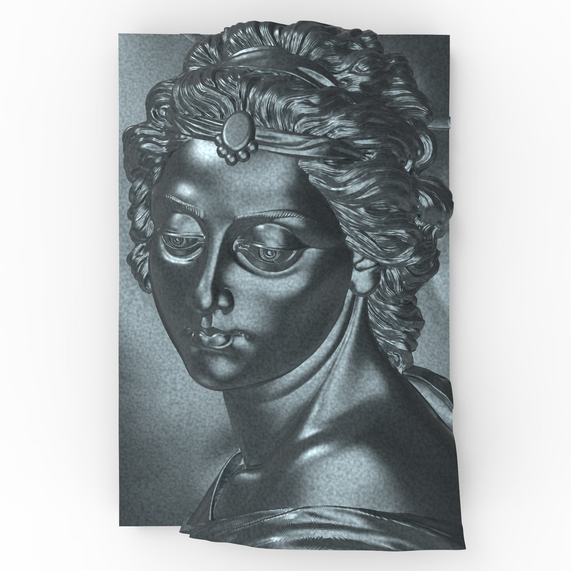 3D Beautiful lady face Bas relief for CNC model Free 3D Model