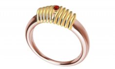 Bicolor ring with gem 3D Model