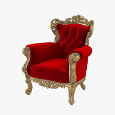 Belle de Fleur  Gold Leaf &  Red Velvet Chair 3D Model