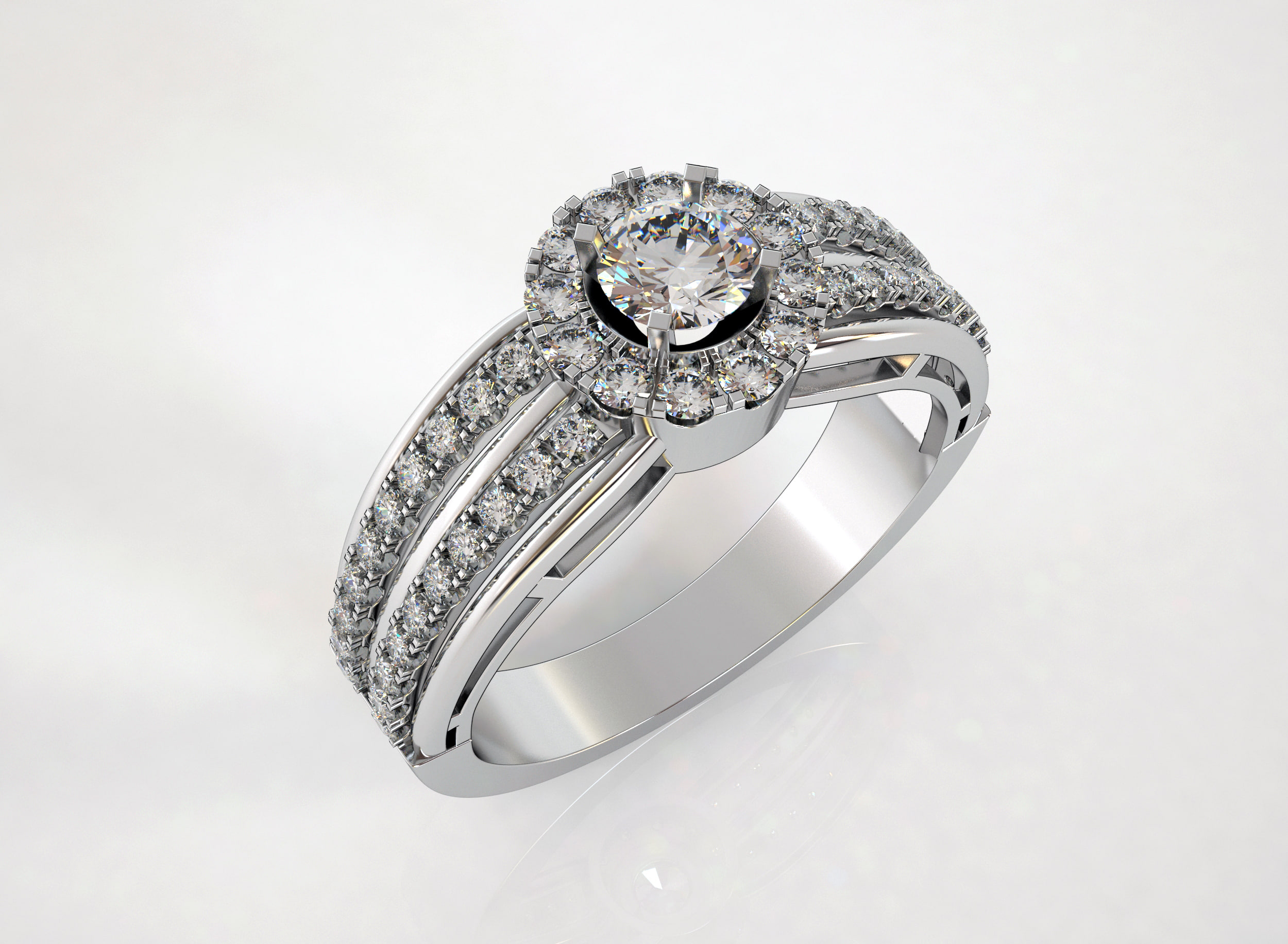 3D Diamond Ring 2 Rail 3D Model