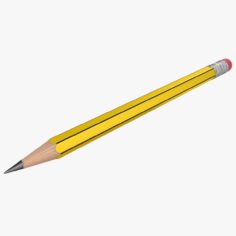 Yellow Black Pencil (Medium Size) model 3D Model