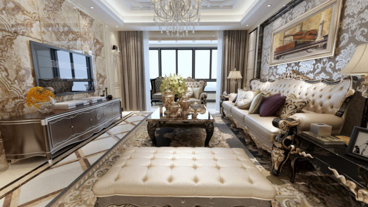 European luxury living room 03 3D Model
