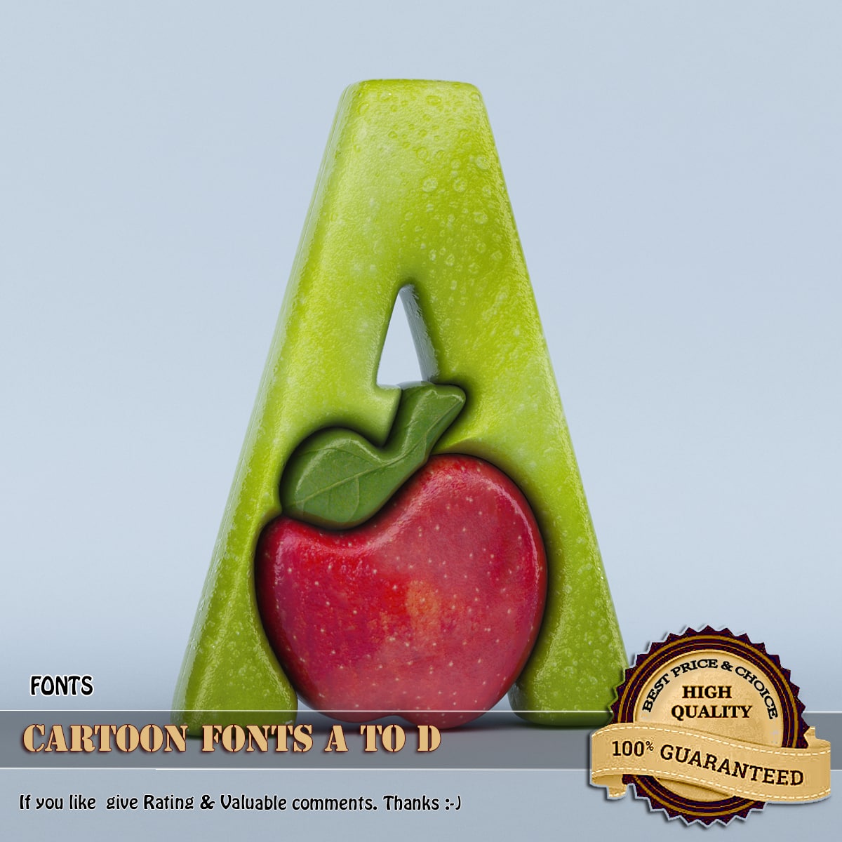 3D Cartoon Fonts A to D 3D Model