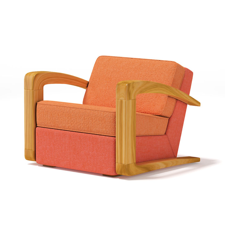 Orange Fabric Armchair 3D Model