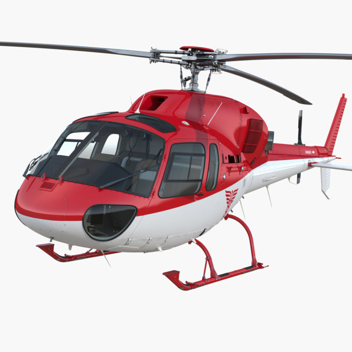 Medical Air Rescue Helicopter Eurocopter AS-355N Rigged 3D Model