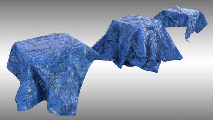 3D Blue tarp set 3 – PBR low poly. 3D Model