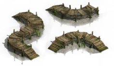 Lake – wooden bridge 3D Model