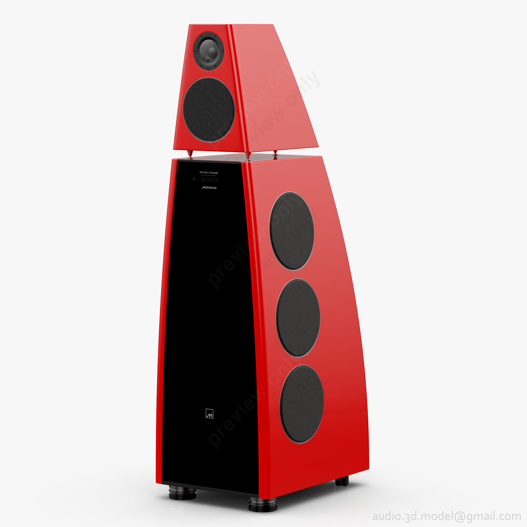 Meridian DSP8000 Red 3D Model