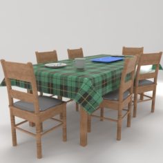 Dinning table with chairs 3D model 3D Model