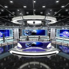 Virtual TV Studio News Set 1 3D Model