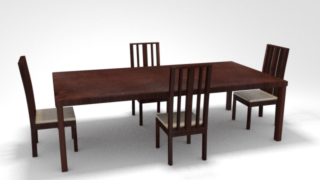 Kitchen Dining table full set 3D Model