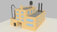Low Poly Cartoon Refinery 3D Model