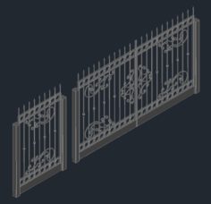 Wrought-iron gates and gate 3D Model
