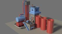 Low Poly Cartoon Factory 3 3D Model