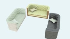 Modern leather sofa in 3 colors 3D Model