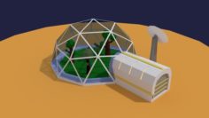 Low Poly Sci Fi Greenhouse 3D Model