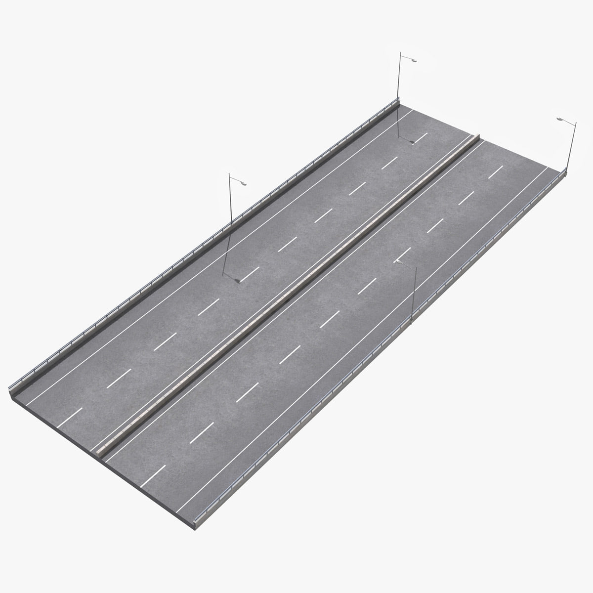 Highway Road Streets 4 lines 3D Model
