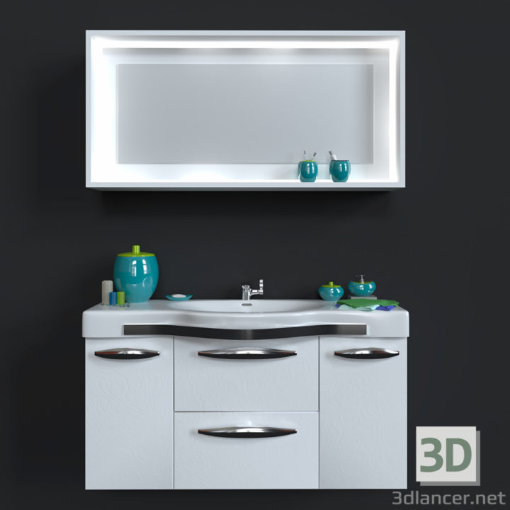 3D-Model 
Washbasin with mirror + decorative set