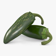 3D Green Jalapenos hot Pepper 3D Model