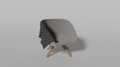Single Chair With Blanket 3D Model
