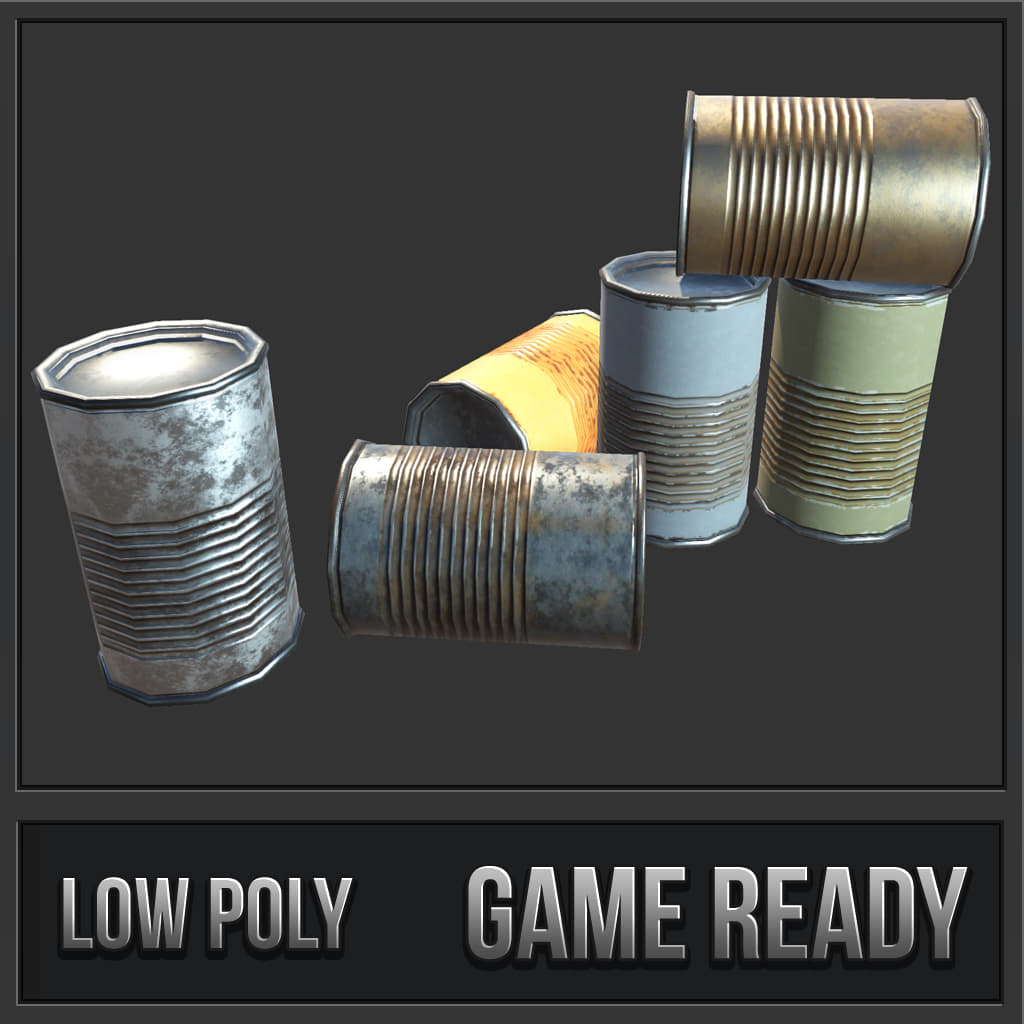 3D Rusty Old Food Cans 3D Model