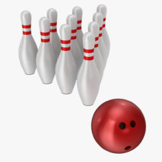 Bowling Ball and Pins 3D Model