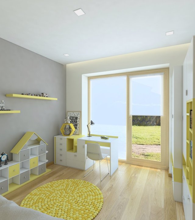 Yellow colored childrens room 3D Model