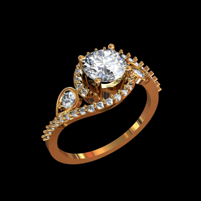 GOLD18K DIAMOND RING 3D Model