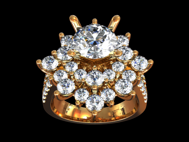 Diamond Gold 18K Big Ring 3D Model