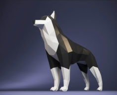 Low Poly Dog Husky 3D Model