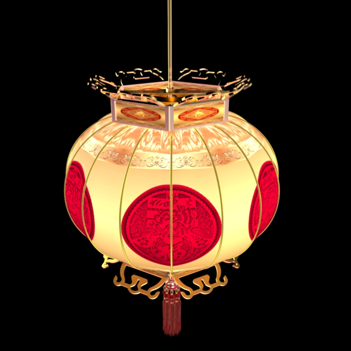 Chinese red lantern 3D model 3D Model