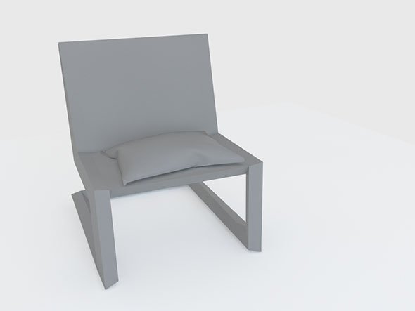 Black plastic chair with square legs 3D Model