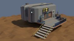 Low Poly Cartoony Sci Fi Building 3D Model
