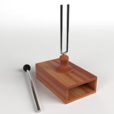 Tuning Fork on Resonator Box 3D model 3D Model