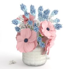 Bouquet with pink Anemones 3D Model