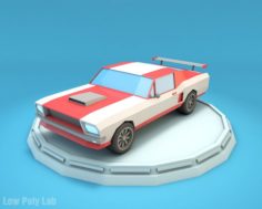 Cartoon Mustang Car Low Poly 3D Model