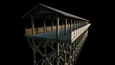 3D Flat Wooden Bridge – With Game-Ready Version model 3D Model