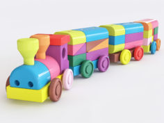 Wooden toy train color 02 3D Model