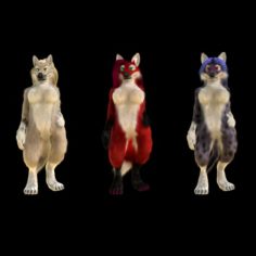 Anthro wolf, fox, cat						 Free 3D Model